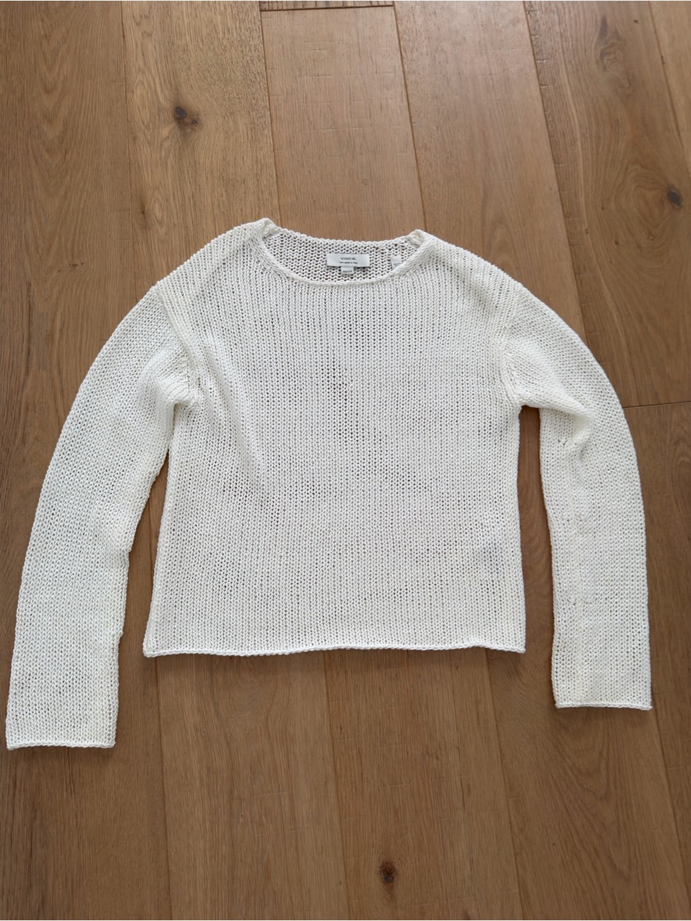 Vince Cream Open-Knit Crew Sweater